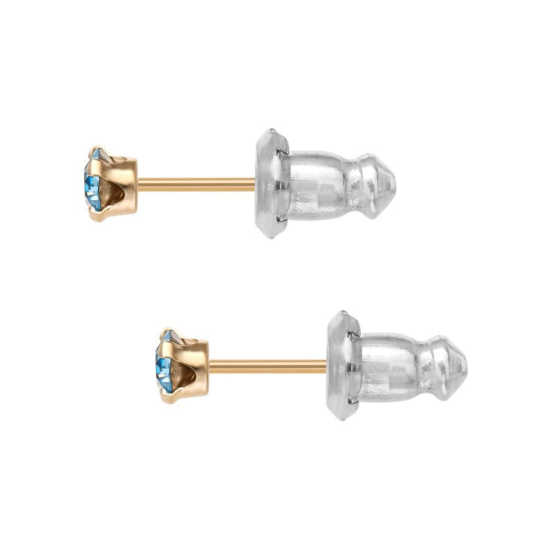 14K Yellow Gold Crystal Stud Earrings - Timeless Birthstone Jewelry