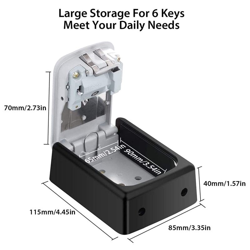 Waterproof Portable 4-Digit Combination Key Lock Box with Removable Shackle for Home & Outdoor Security