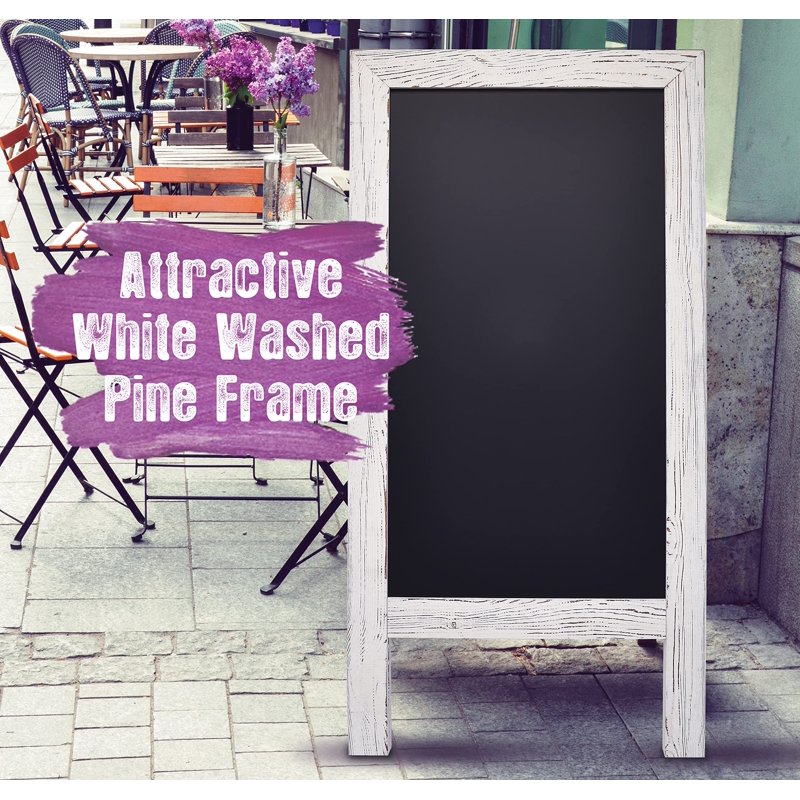 Large Magnetic Chalkboard Sign 20x40 Inch Double-Sided Stand with Chalk Marker