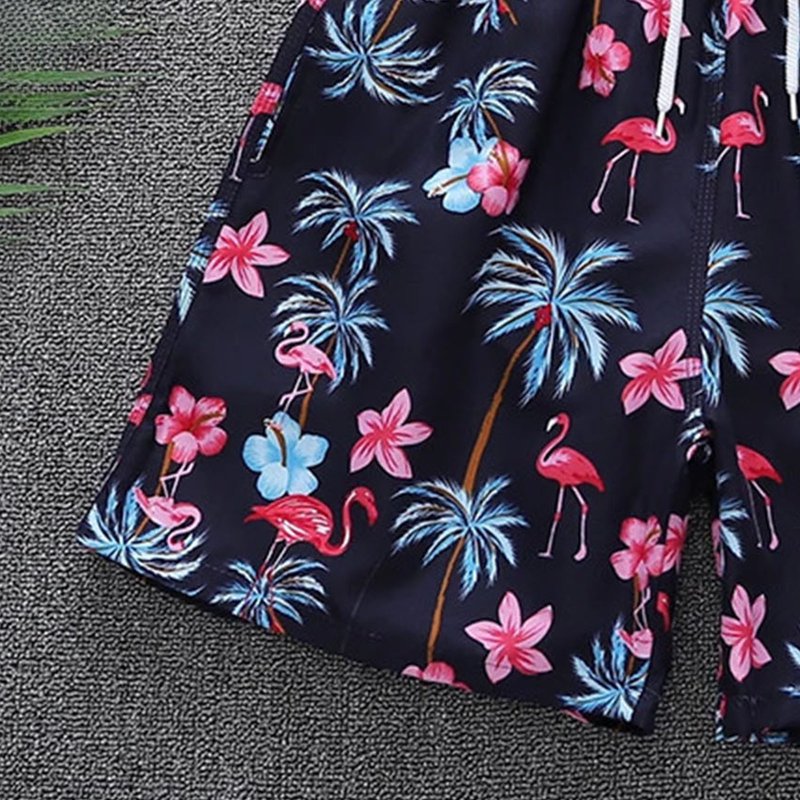 Kids Summer Ice Cream Print Hawaiian Shorts - Boys Elastic Waist Vacation Wear