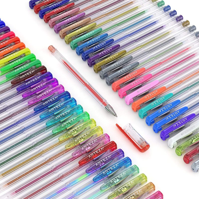 Gel Ink Pen Set 60 Colors - Metallic, Neon, Glitter, Pastel for Art & Writing