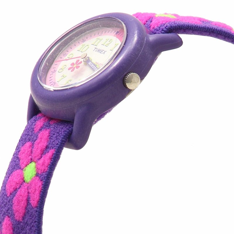 Kids Floral Elastic Fabric Watch with Large Dial and Water Resistance