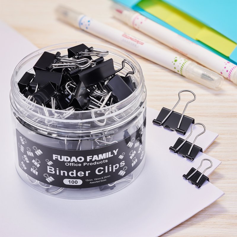 100PCS Assorted Binder Clips Set - Office & Home Paper Clamps in Multiple Sizes