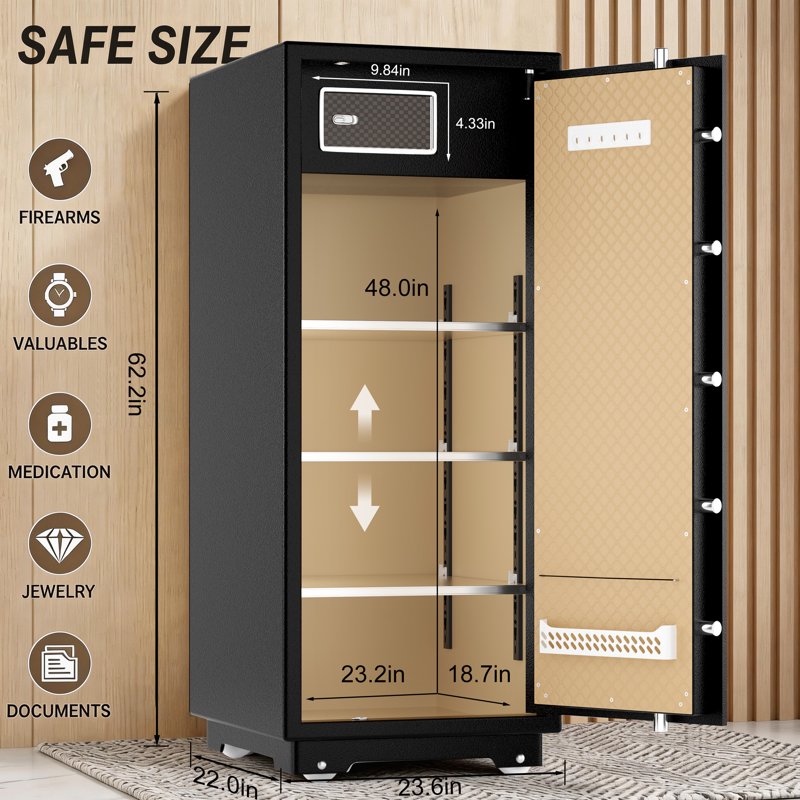 Large Security Safe Box with Digital Lock - 17.6 cu ft Wall Mount Home & Office Safe