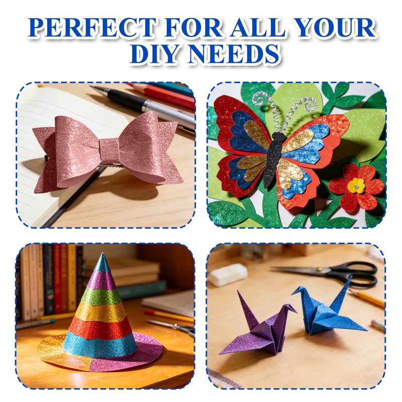 Glitter Cardstock Paper Set - 25 Colors, 60 Sheets, 8.5x11 Inch, 250GSM for Crafts & Scrapbooking