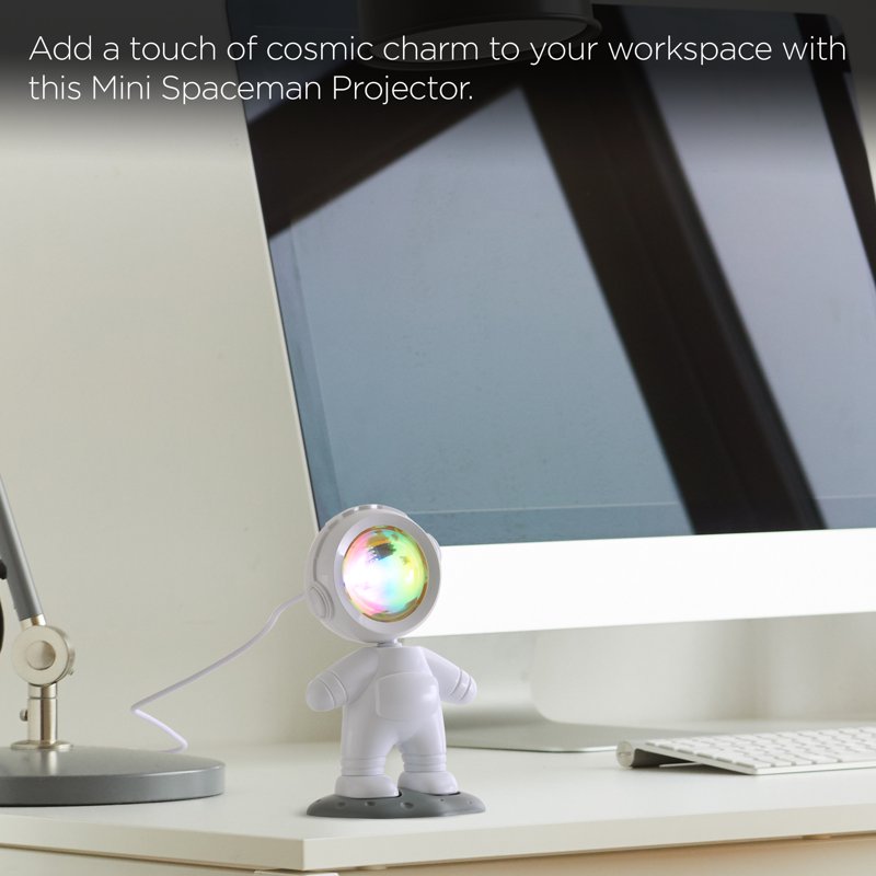 Mini Astronaut Night Light Projector with Rotating Head - USB Powered, Purple Sunset