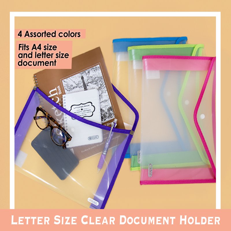 BAZIC Plastic File Folders - Letter Size Document Envelopes, 4-Pack & 24-Pack Options