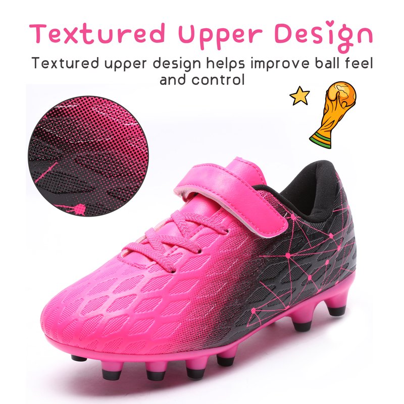Kids Firm Ground Soccer Cleats - 11.5 Little Kid, Black & Fuchsia