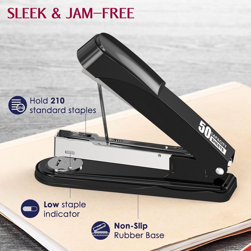 Heavy Duty Metal Stapler for 50 Sheets with Staples & Remover - Full Strip Office Tool