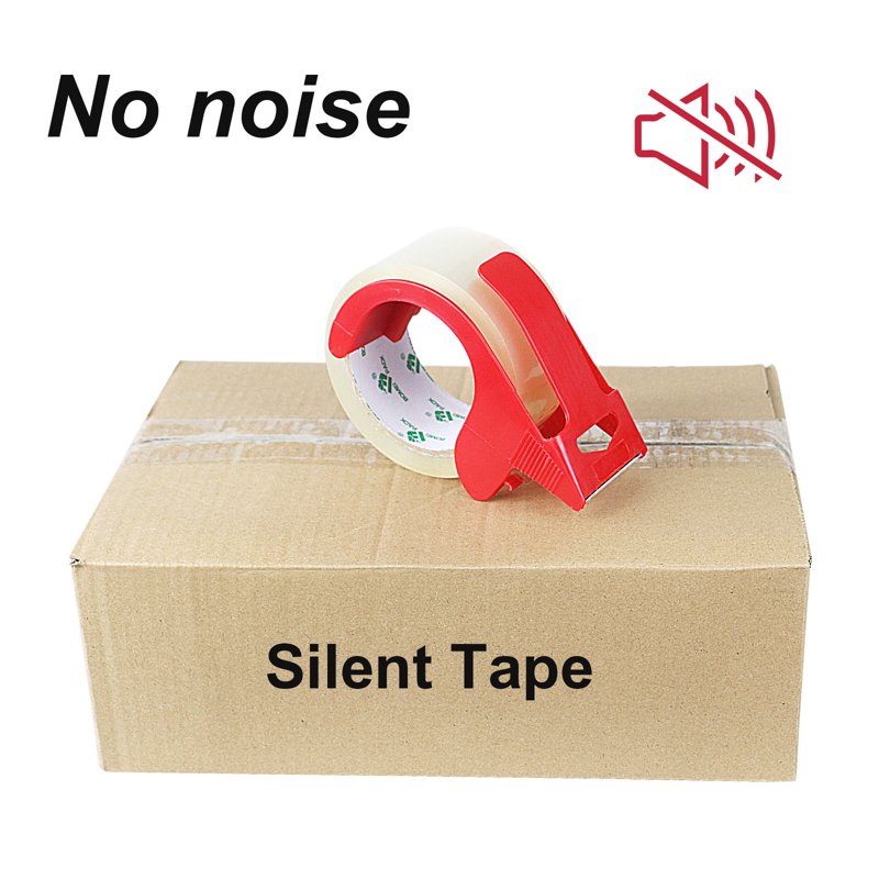 Heavy Duty No Noise Packing Tape - Clear Sealing Rolls with Dispenser, 6-Pack