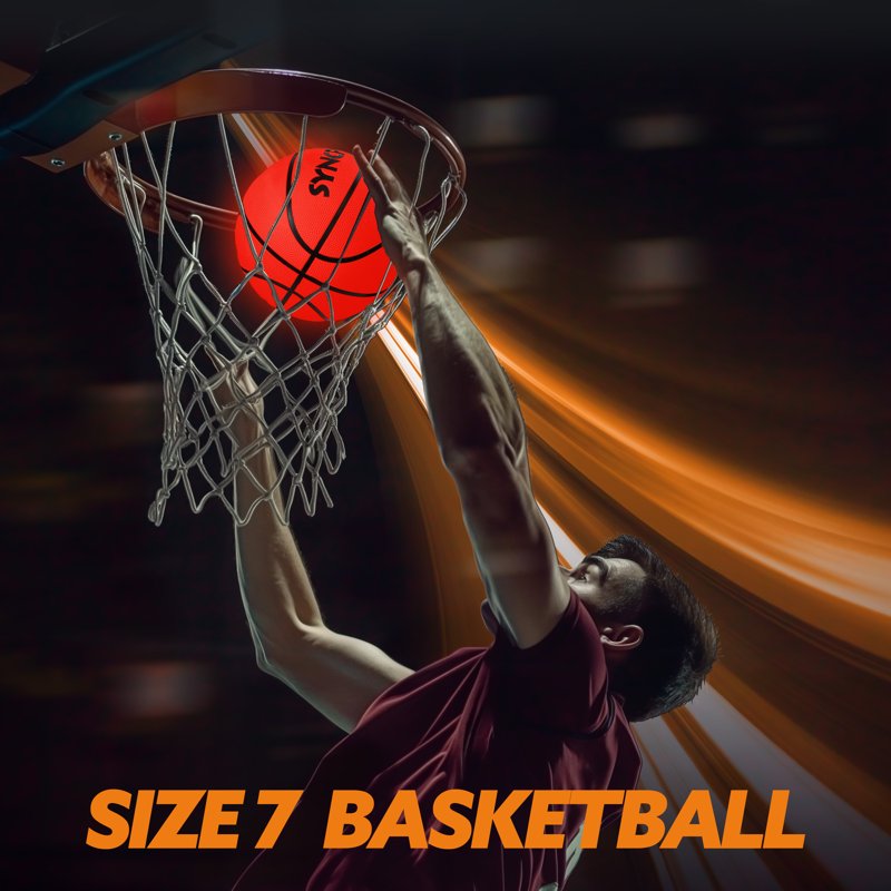 Glow in The Dark LED Basketball - Official Size 7 for Night Play & Outdoor Sports