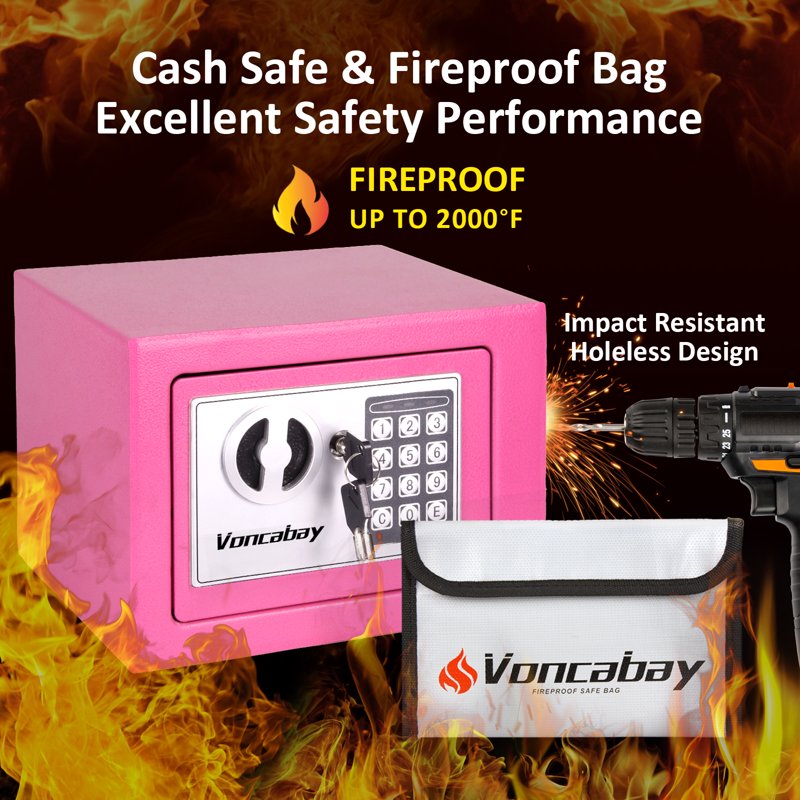 Small Fireproof & Waterproof Money Safe Box with Sensor Light and Digital Keypad