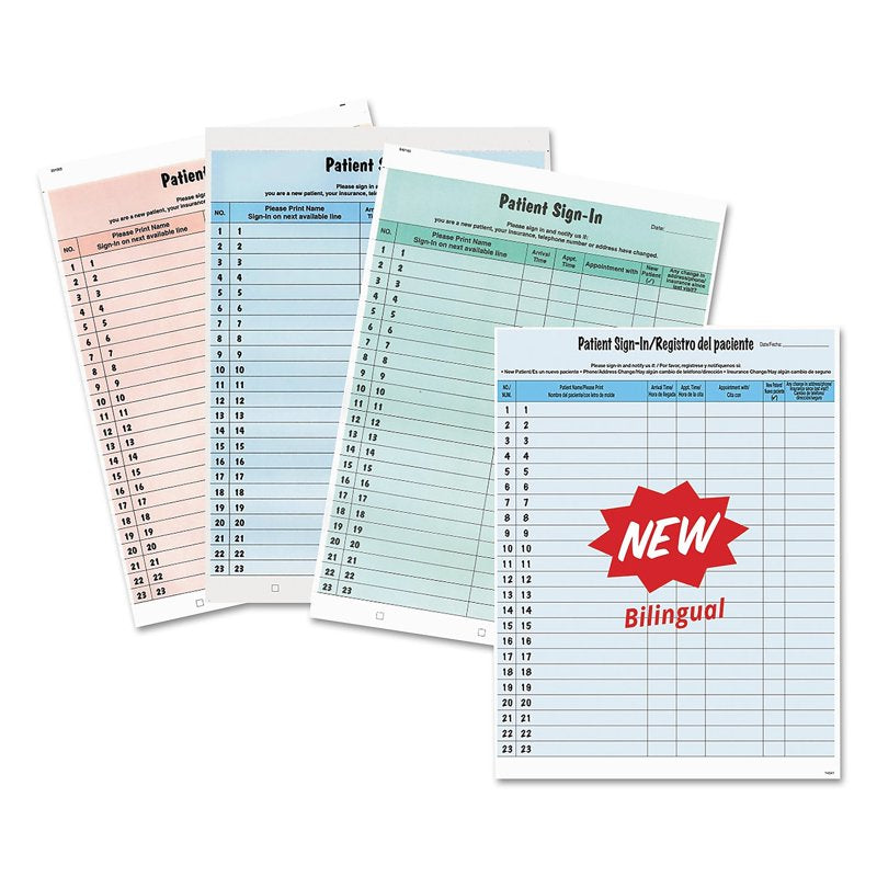 Patient Sign-in Label Forms - 125 Pack Confidential, Removable & Bilingual