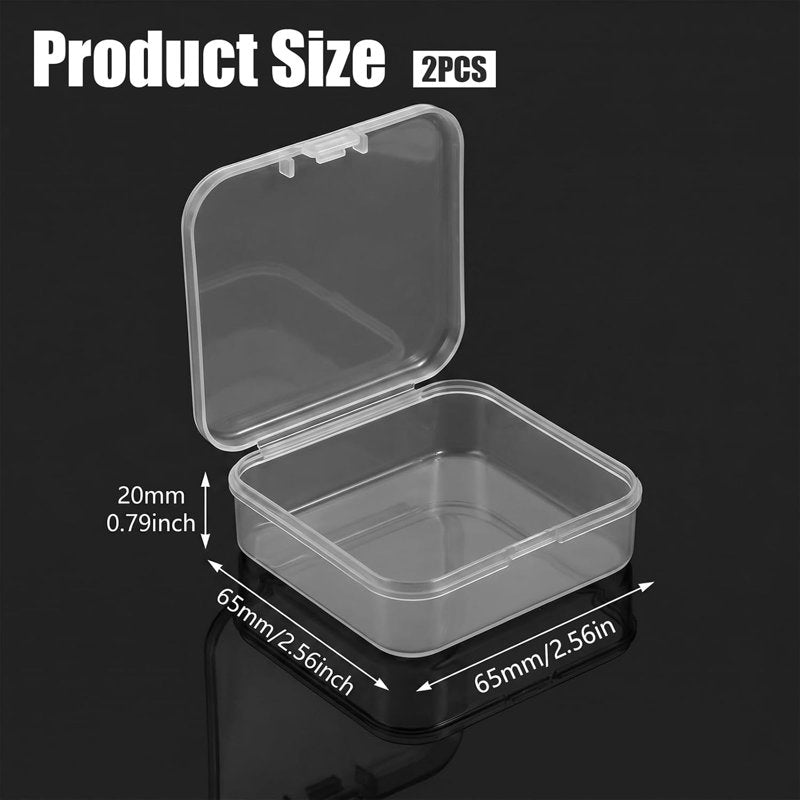 Mini Clear Plastic Bead Organizer Box Set - 2 Pack, 2.56 x 2.56 Inches
