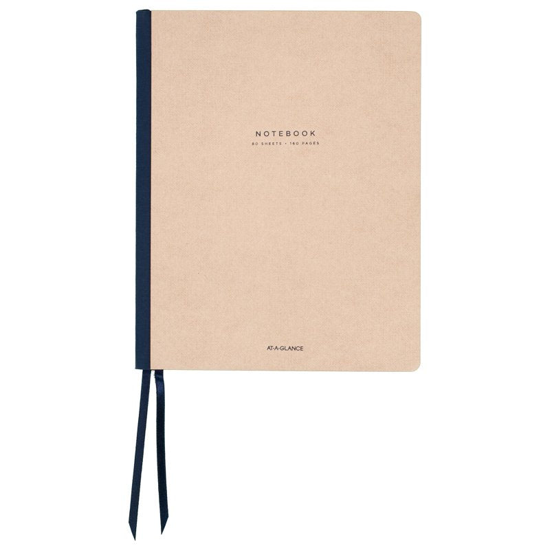 Ruled Casebound Notebook for Business & School - 80 Sheets, 8.25x11, Tan/Blue