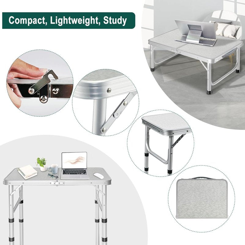 Portable Camping Folding Table - Adjustable Height Lightweight Aluminum