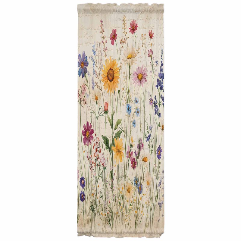 Botanical Floral Door Curtains with Tiebacks - Multi Size Options, 54x72 Inches