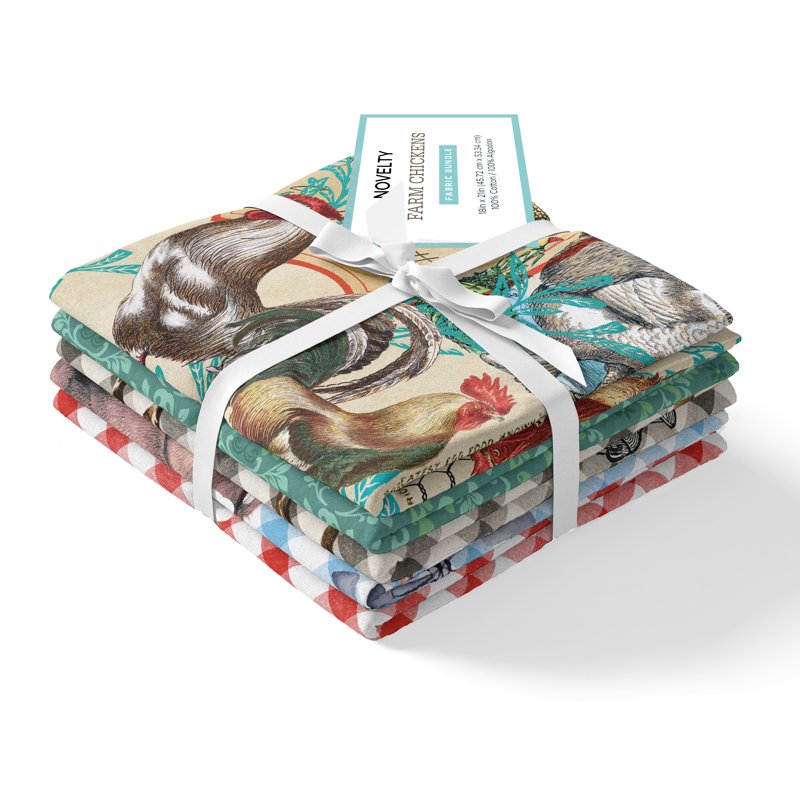 Cotton Fabric Fat-Quarter Bundle 18x21 Inches - Multi-Color for Quilting & Sewing, 5 Pieces