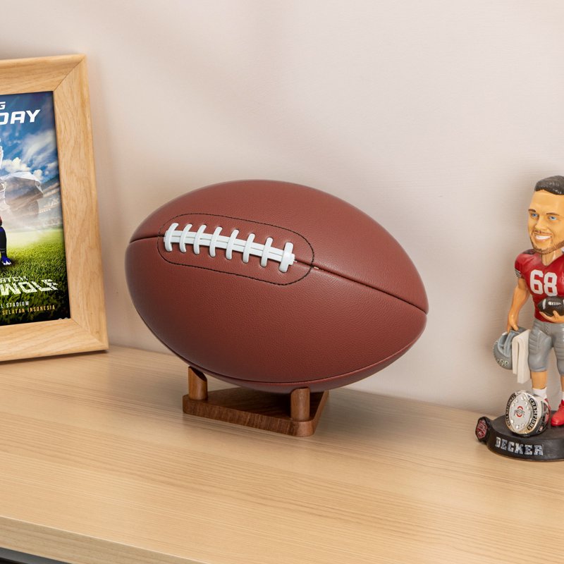 Walnut Display Stand for Sports Balls – Basketball, Football, Soccer, Volleyball Organizer