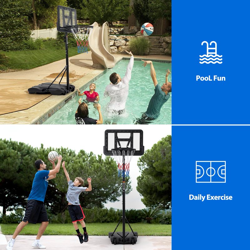 Portable Kids Basketball Hoop with Adjustable Height & Large Base for Indoor Outdoor Play