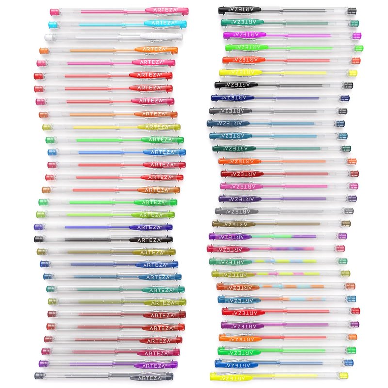 Gel Ink Pen Set 60 Colors - Metallic, Neon, Glitter, Pastel for Art & Writing