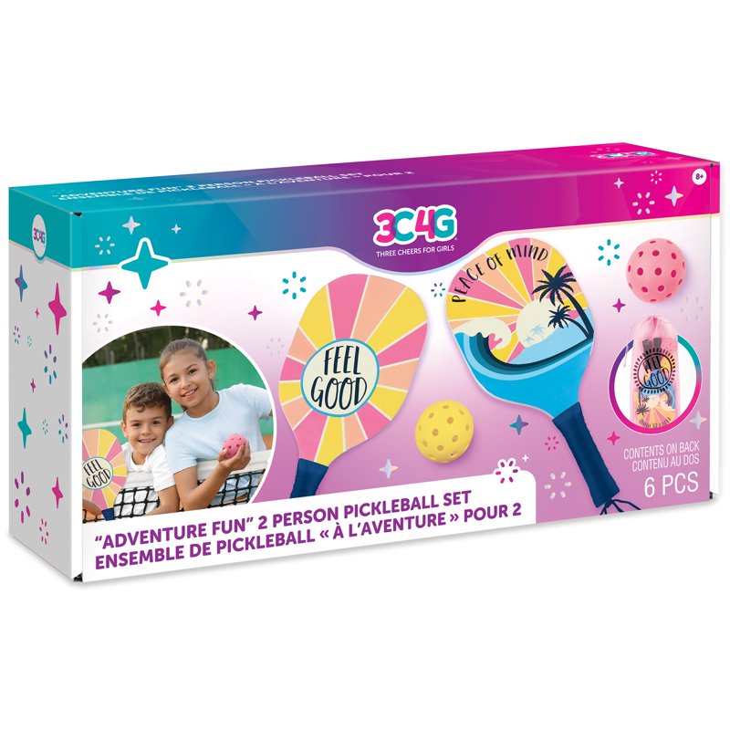 Multicolor Adventure Fun 2 Person Pickleball Set for Kids 8+ with Drawstring Bag