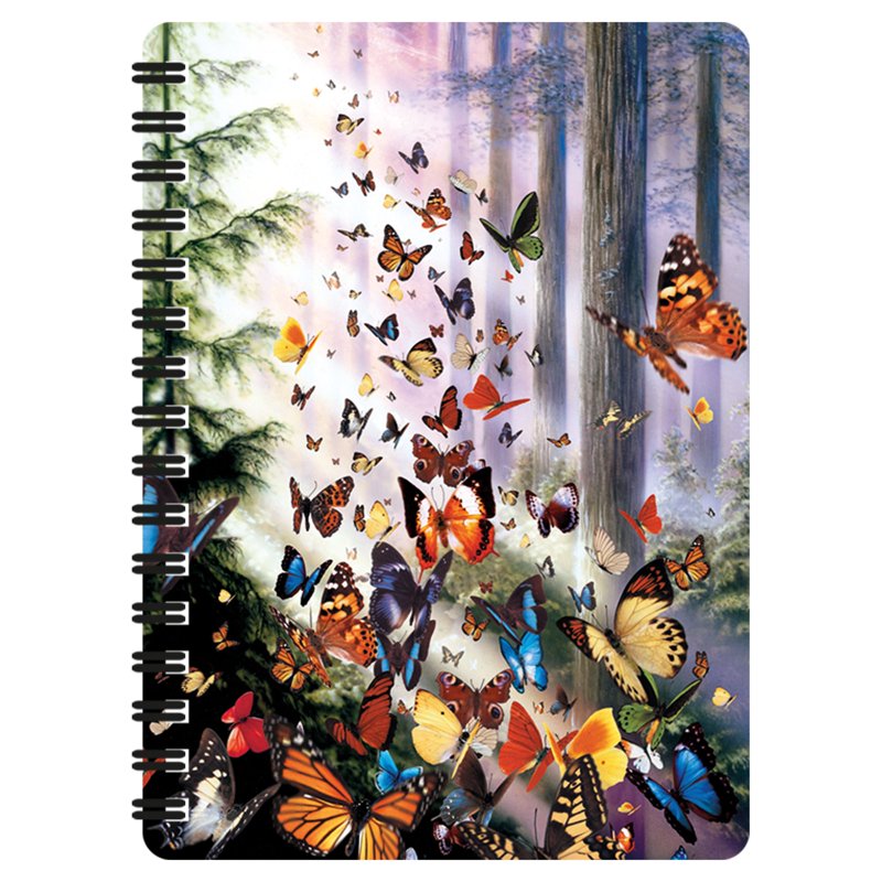 Small Animal Notebook with Lenticular Butterfly Cover - Recycled Paper, Spiral Bound, 80 Pages