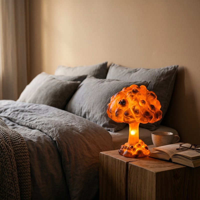 3D Mushroom Cloud Table Lamp - Decorative Resin Night Light for Bedroom & Home