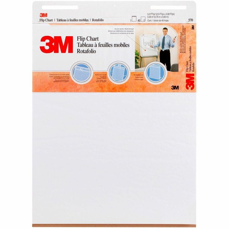 3M Easel Pad Flip Chart - 25x30 Inches, 40 Sheets, Pack of 2