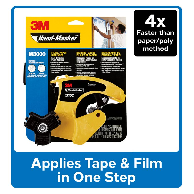 3M Hand Masker Film and Painter's Tape Dispenser M3000 - Fast Masking Tool