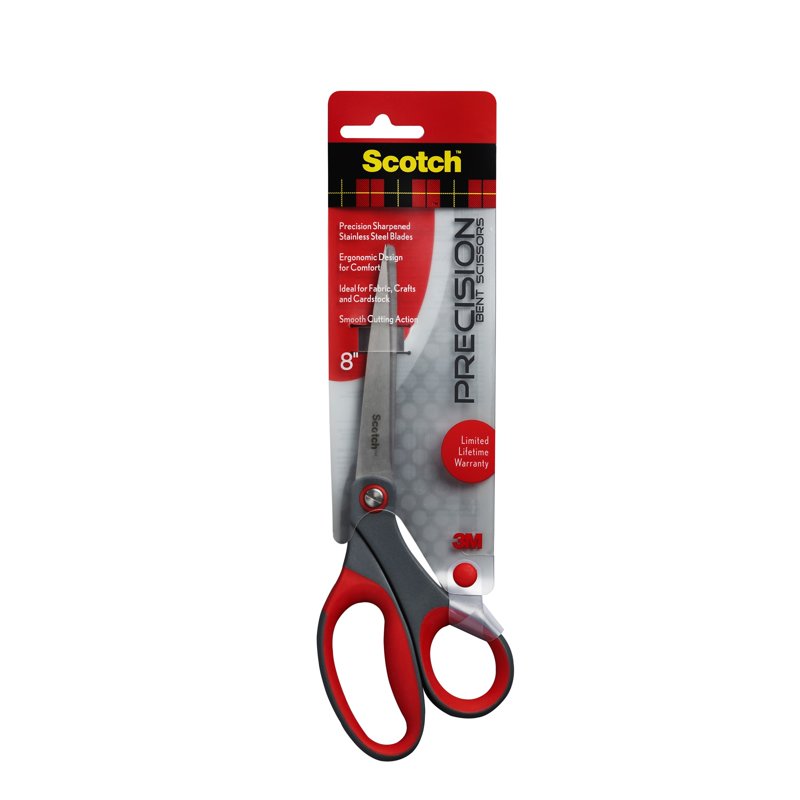 8-inch Precision Bent Scissors - Stainless Steel Craft & Office Shears