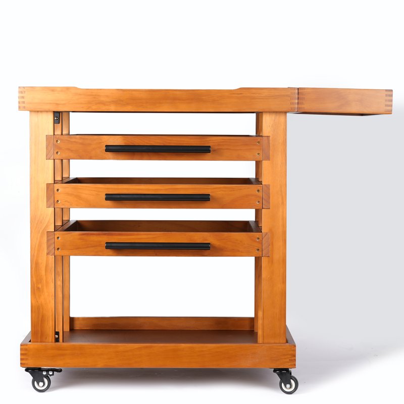 Phoenix 5-Tier Pine Artist Rolling Storage Cart - Light Walnut Finish