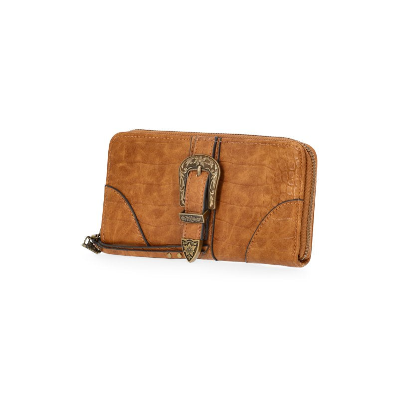 Women's Zip Around Wallet with Card Slots & Coin Pocket - Structured Leather Look
