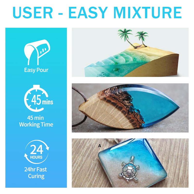 Crystal Clear Epoxy Resin Kit for Art Jewelry River Tables and Coatings - 1 Gallon