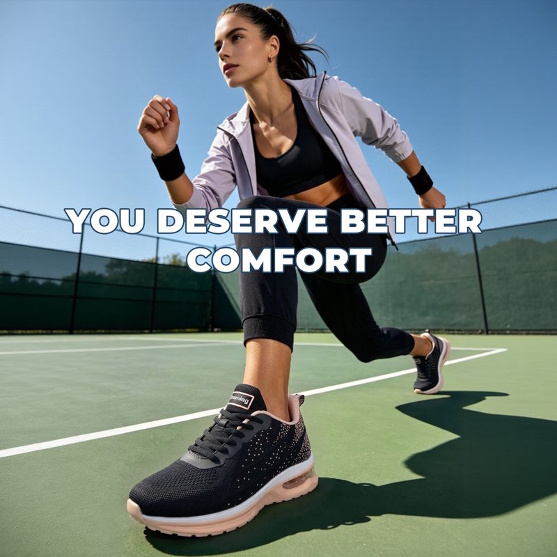 Lightweight Women’s Tennis Sneakers for Running & Walking - Breathable & Cushioned Athletic Shoes