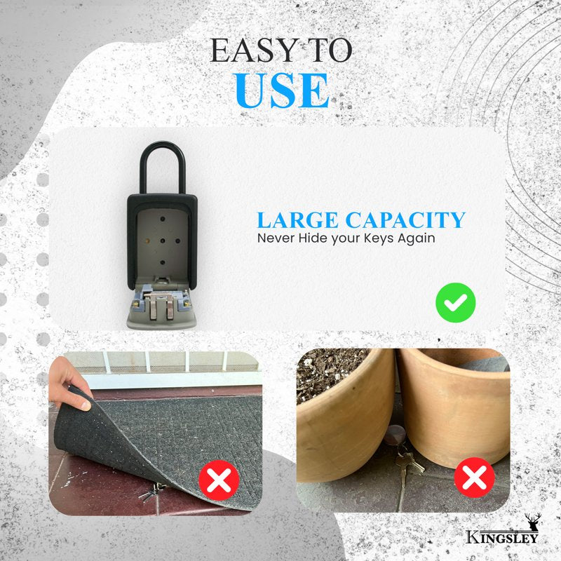 Large Capacity Key Lock Box with Wall Mount & Hanging Options - Weather Resistant Security Safe for Spare Keys and Access Cards