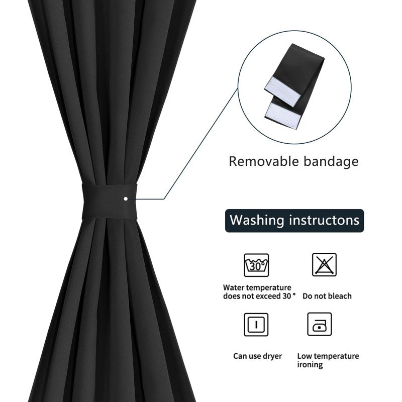 Blackout Window Curtain Panel - Solid Polyester Room Darkening Drapes