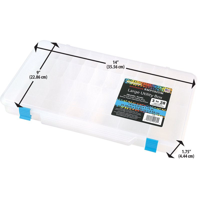 Large Clear Plastic Utility Storage Box with Adjustable Compartments