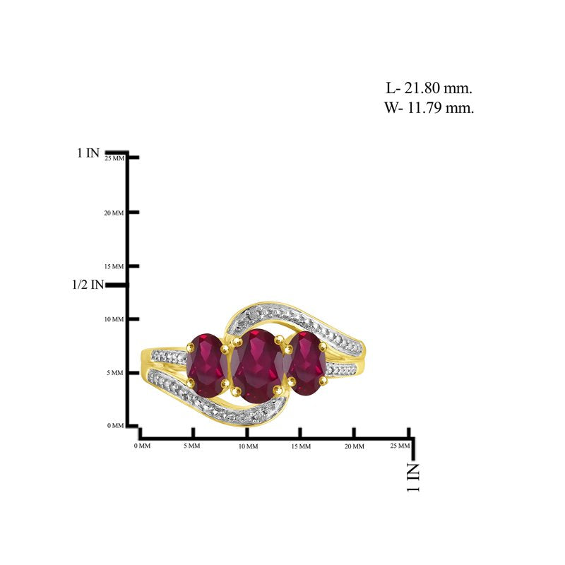 Genuine Ruby Ring 1.75 Carat Birthstone Jewelry with White Diamonds in Hypoallergenic Silver Band