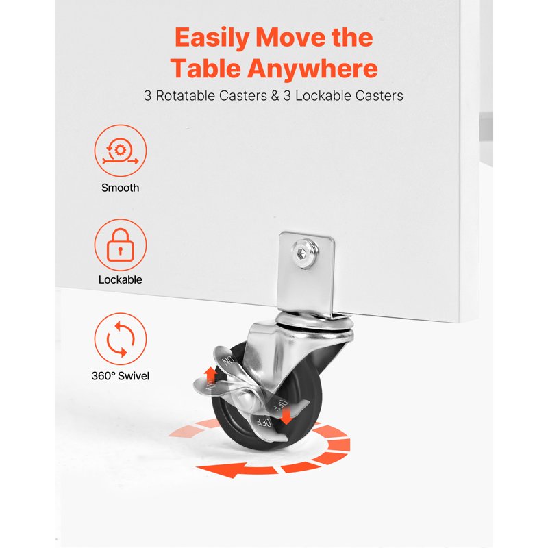 Foldable Sewing Table with Storage, Charging Ports & Wheels - Home Craft Desk