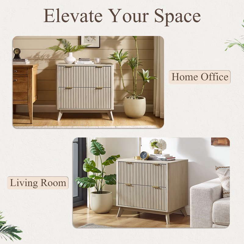 Modern Lateral File Cabinet with 2 Drawers - Large Storage for Home Office