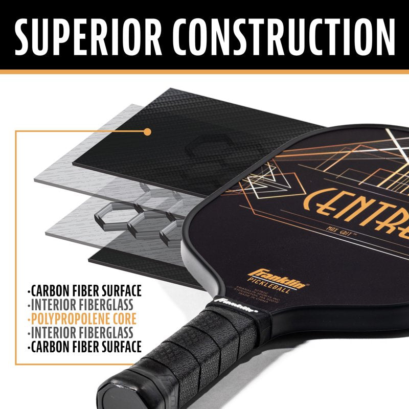 Pro Pickleball Paddle with Carbon Fiber Surface & 13mm Core – Center-Weighted 7.5-7.8oz