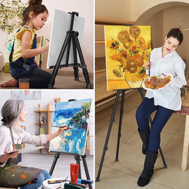 Adjustable Art Easel Stand for Painting & Display - Portable Aluminum Tripod