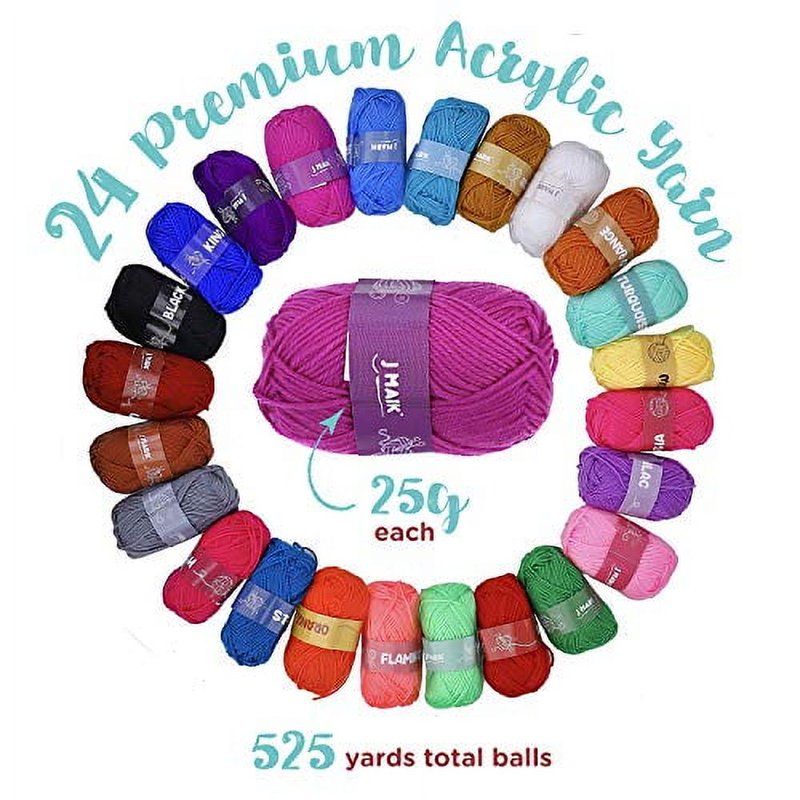 Multicolor Crochet Kit for Adults & Beginners with 24 Acrylic Yarn Balls and Accessories
