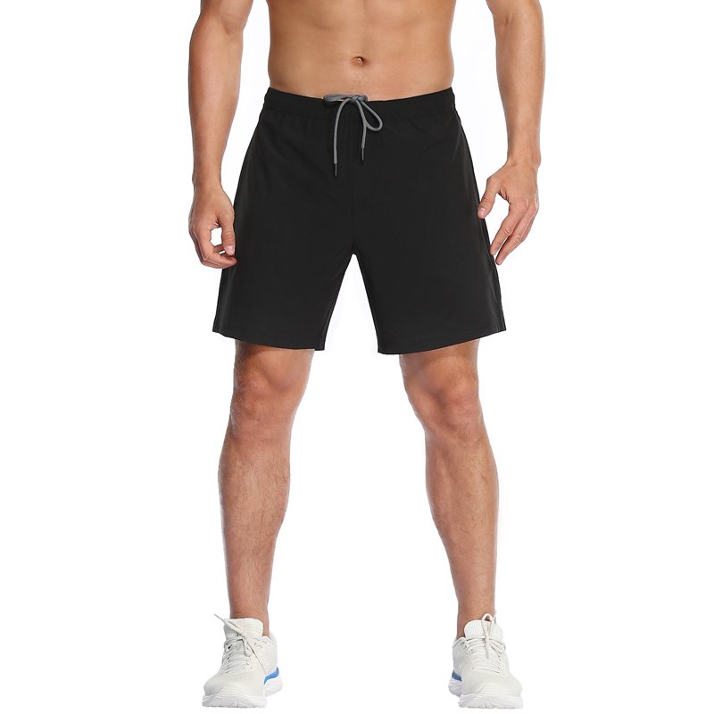 LRD Mens Performance Workout Shorts with Compression Liner 7 inch Inseam- Black S