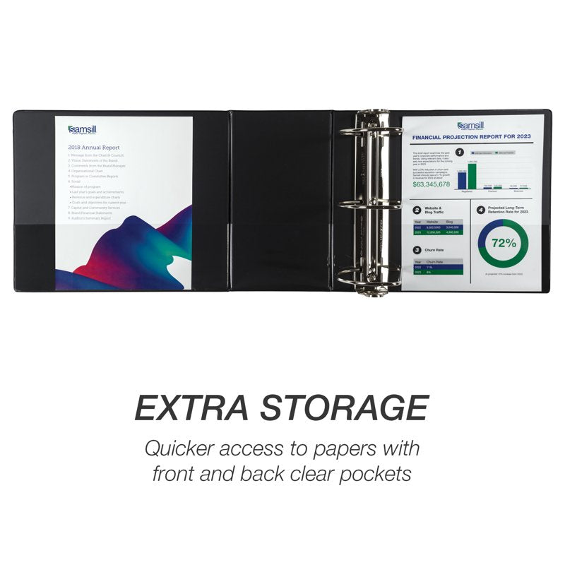 Heavy-Duty Locking D-Rings Binder - 6 Inch Capacity, Black