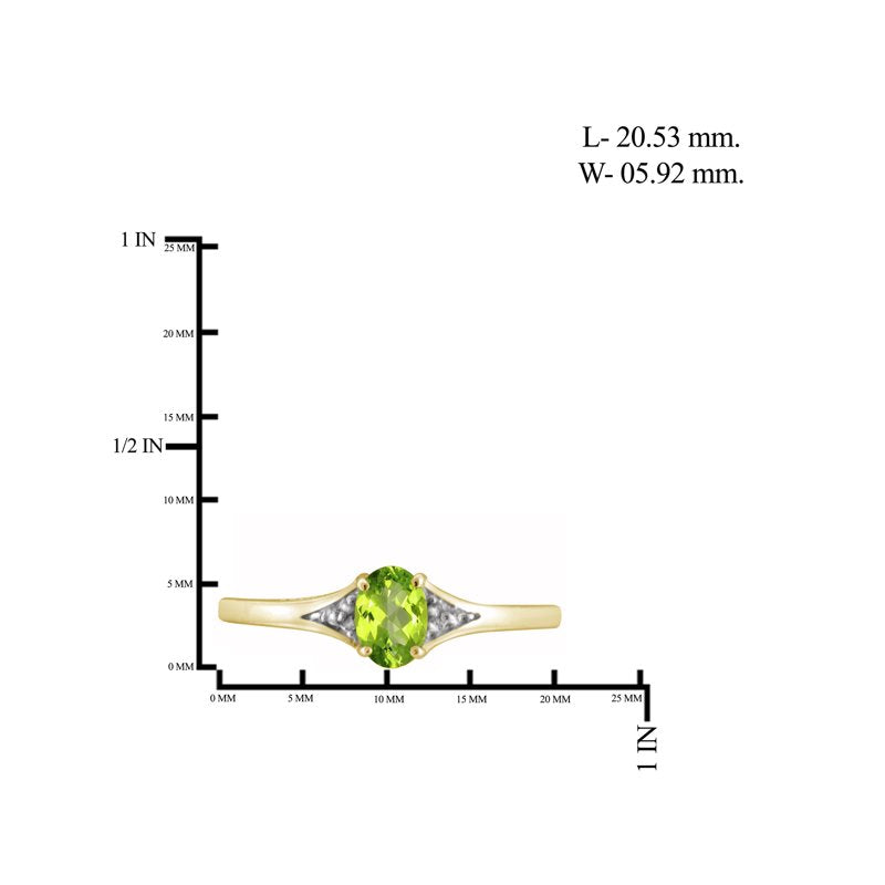 1/2 Carat T.G.W. Peridot and White Diamond Accent Sterling Silver Ring - Size 6