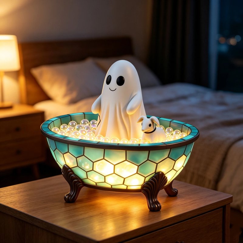 Halloween Ghost Bubble Bath Lamp with Night Light for Home & Bedroom Decor