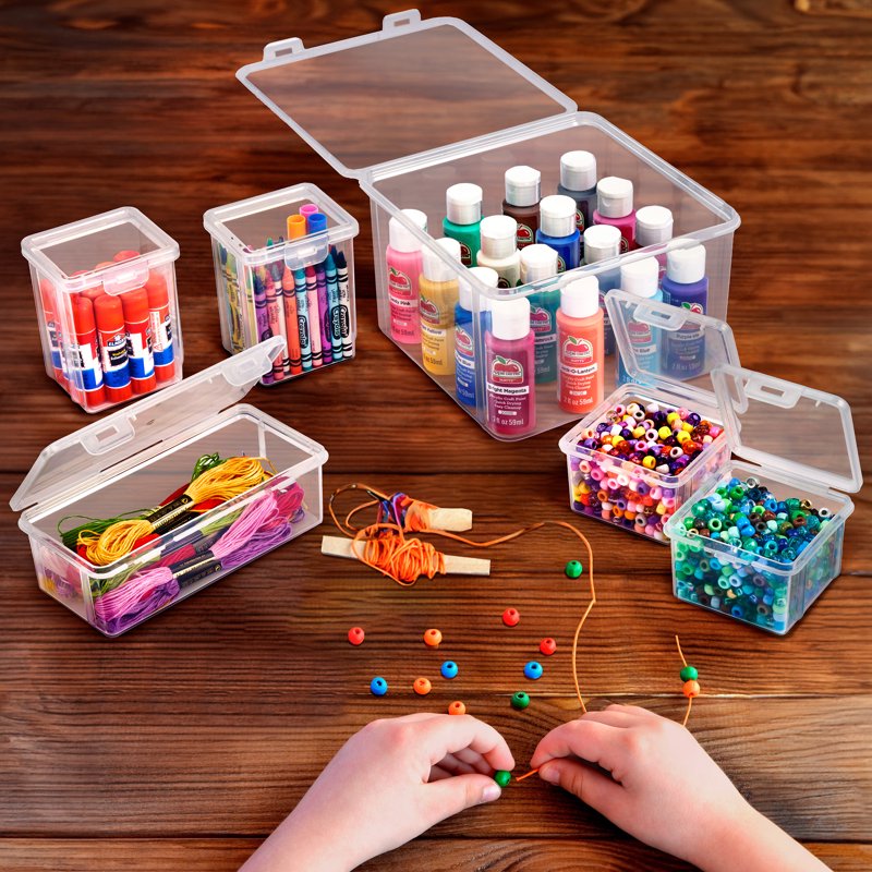 6-Piece Sewing & Craft Storage Container Set with Lids - Organize Beads, Buttons, and Supplies