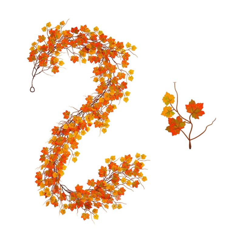 Halloween & Thanksgiving Maple Leaf Garland 78 Inch Artificial Fall Decor